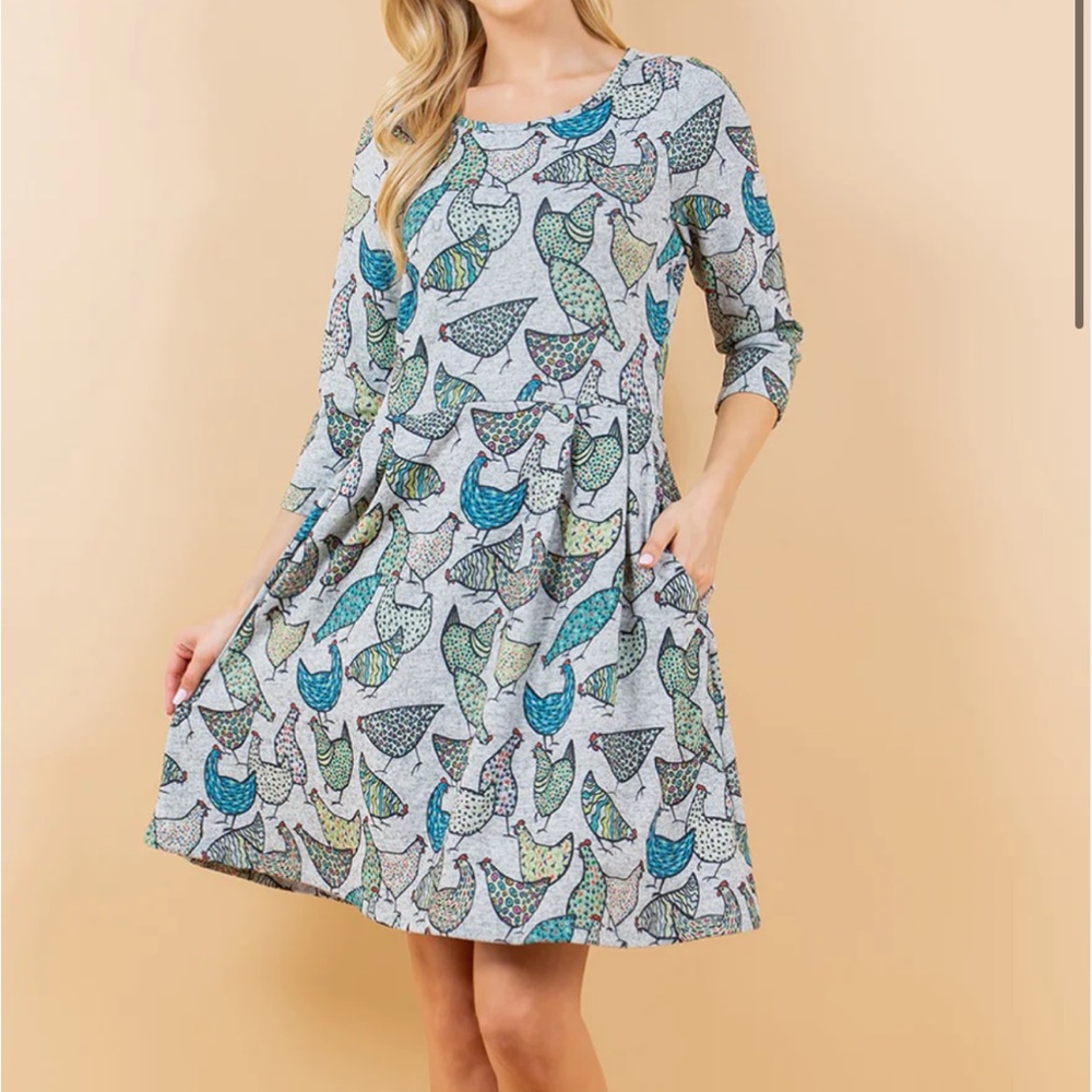 Cute Chicken Print Dress - Picture 4 of 6